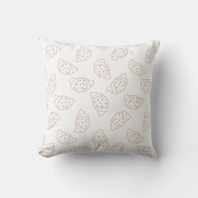 croissant seamless pattern in lineart style on whi cushion (Front)