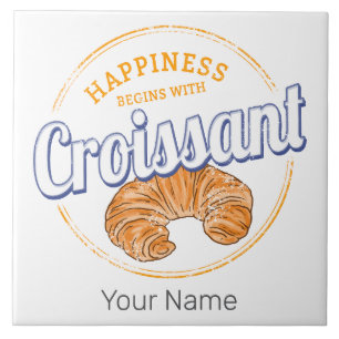 Croissant Snack Vintage France Retro Breakfast Ceramic Tile