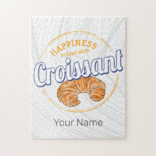 Croissant Snack Vintage France Retro Breakfast Jigsaw Puzzle