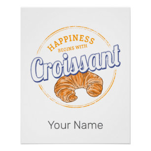 Croissant Snack Vintage France Retro Breakfast Poster
