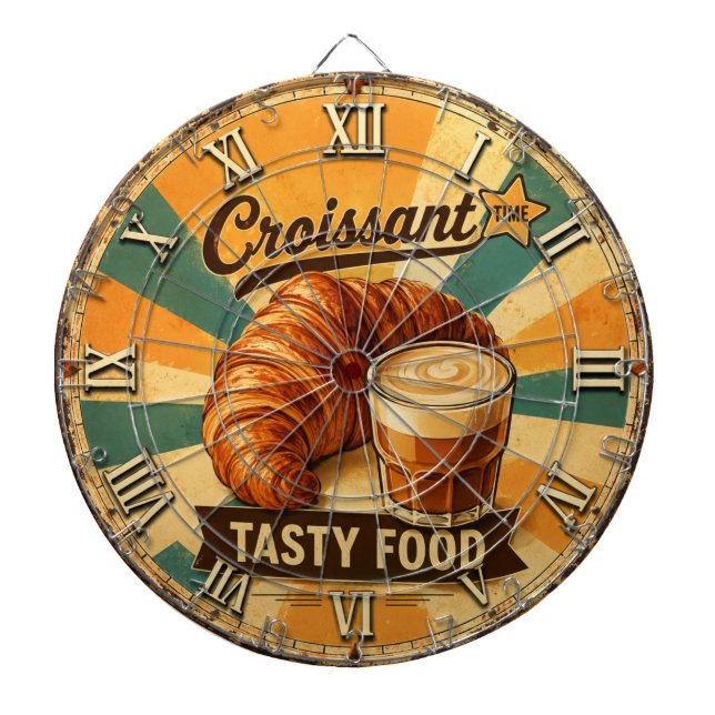 Croissant Time Vintage Kitchen Dartboard (Front)