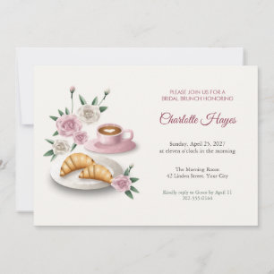 Croissants and Latte Bridal Brunch Invitation