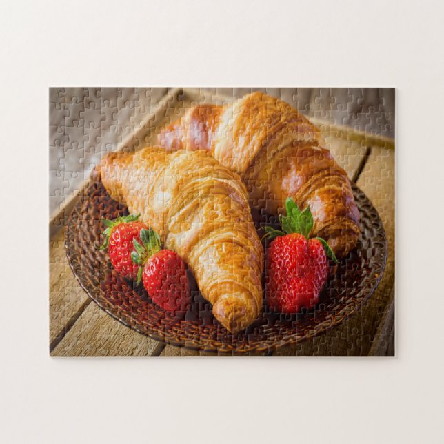 Croissants With Strawberries Jigsaw Puzzle (Horizontal)