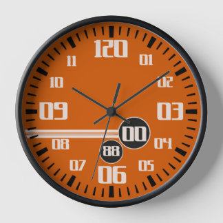 Cronograph style orange racing track sports clock