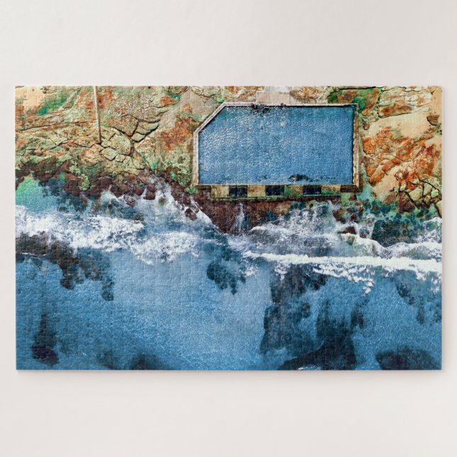 Cronulla Beach Ocean Pool Sydney Australia Aerial Jigsaw Puzzle (Horizontal)
