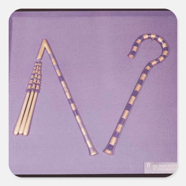 Crook and flail, from the Tomb of Tutankhamun Square Sticker (Front)