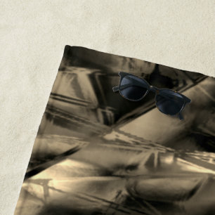 Crooked beige squares stained with 'brushstrokes' beach towel