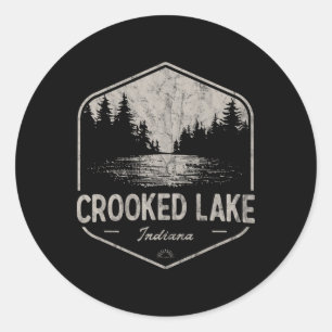 Crooked Lake Indiana Outdoors Vintage Classic Round Sticker