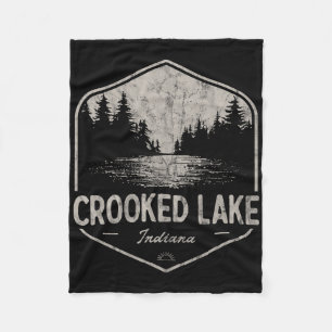 Crooked Lake Indiana Outdoors Vintage  Fleece Blanket