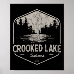 Crooked Lake Indiana Outdoors Vintage Poster