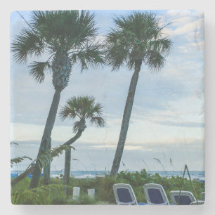 Crooked Palm Trees Stone Coaster
