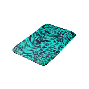 Crooked squares mirrored in cyan image Image Bath Mat