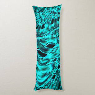 Crooked squares mirrored in cyan image Image Body Cushion