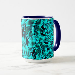 Crooked squares mirrored in cyan image Image Mug