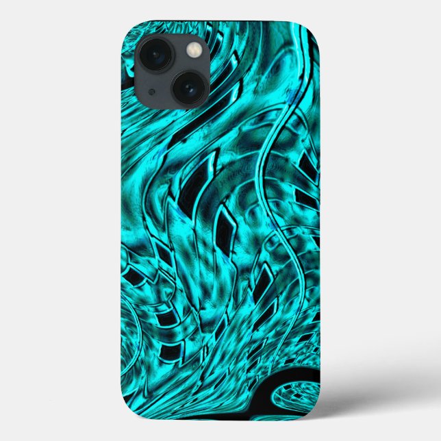 Crooked squares mirrored in cyan or blue colour Case-Mate iPhone case (Back)