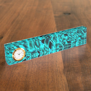 Crooked squares mirrored in cyan or blue image nameplate