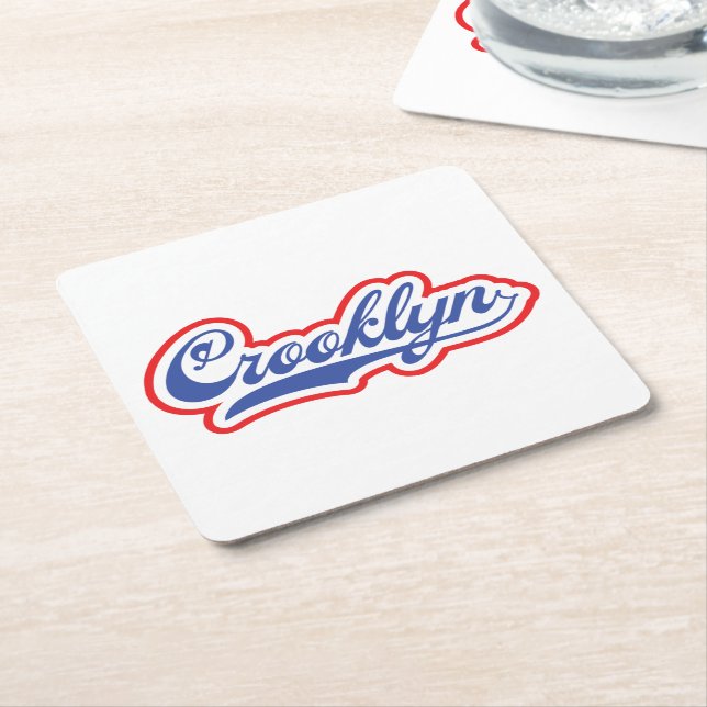Crooklyn, NYC Square Paper Coaster (Angled)