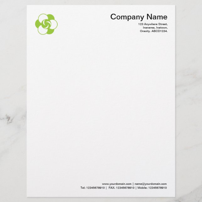 Crop Circle Symbol 04 - Martian Green Customised Letterhead (Front)