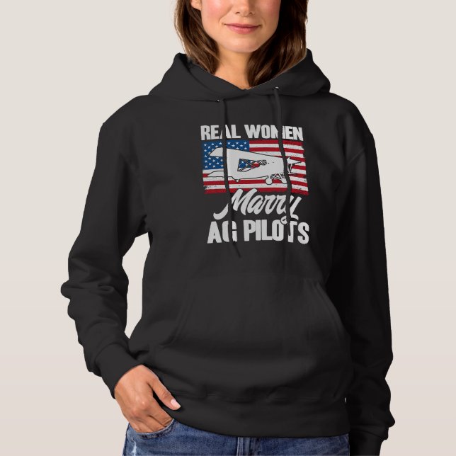 Crop Duster American Flag Real Women Marry AG Pilo Hoodie (Front)