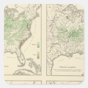 Crops, Statistical US Lithograph Square Sticker