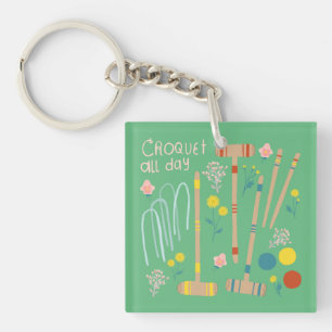 CROQUET ALL DAY Lawn Games Fun Cute Key Ring