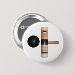 Croquet Ball and Mallet 6 Cm Round Badge