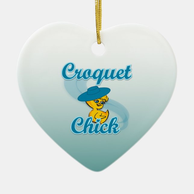 Croquet Chick #3 Ceramic Ornament (Front)