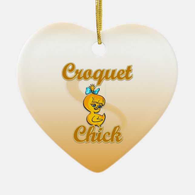 Croquet Chick Ceramic Ornament (Front)