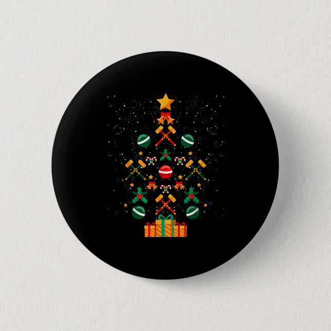 Croquet Christmas Tree Xmas  6 Cm Round Badge (Front)
