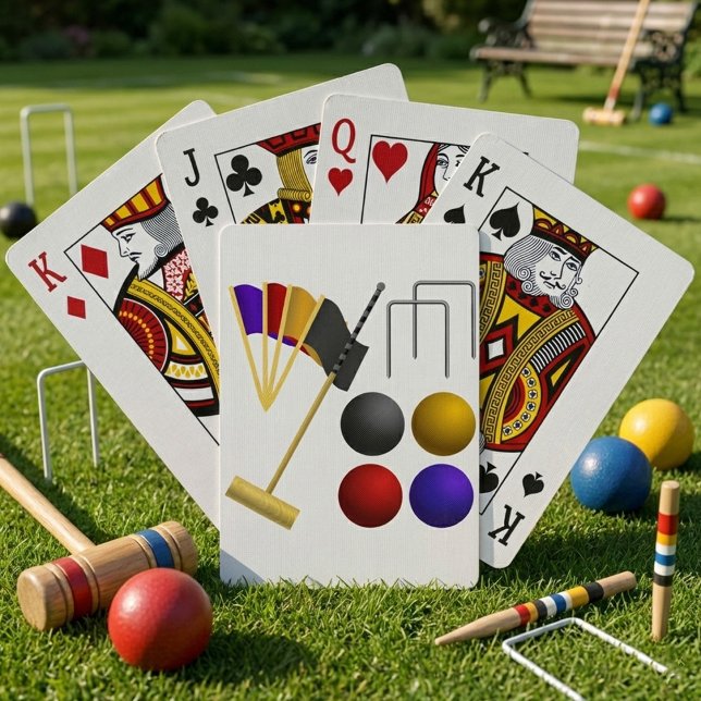 Croquet Equipment Set Mallet Balls Hoops Playing Cards (Creator Uploaded)