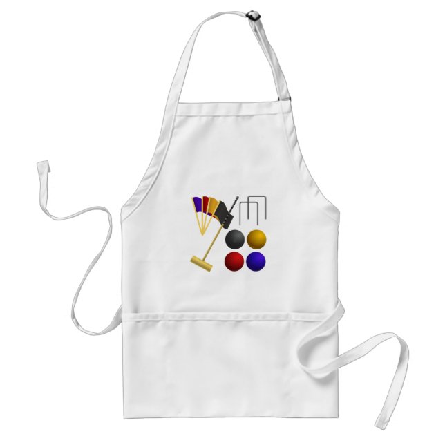 Croquet Equipment Set Mallet Balls Hoops Standard Apron (Front)