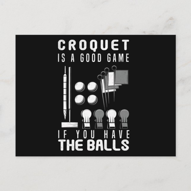 Croquet Game Balls Croquet Player Mallet & Wicket Postcard (Front)