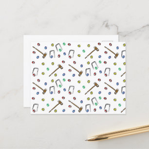 Croquet Pattern Cute Hand-Drawn Boho Picnic Game Postcard