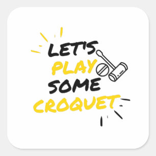 Croquet players square sticker