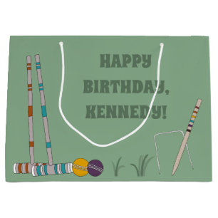 Croquet Set, Jade Green, Personalized Large Gift Bag