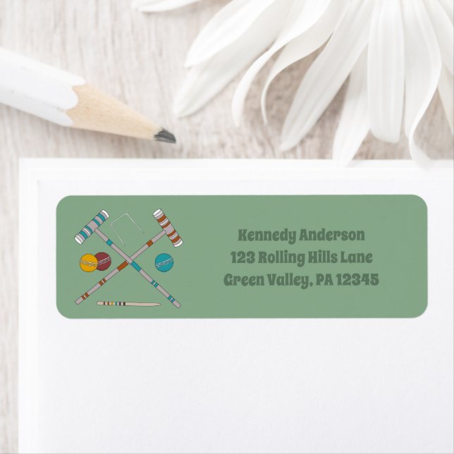 Croquet Set Jade Green Return Address Label (Insitu)