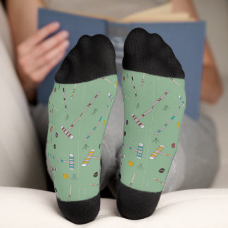 Croquet Set Lawn Games Jade Green Patterned Socks