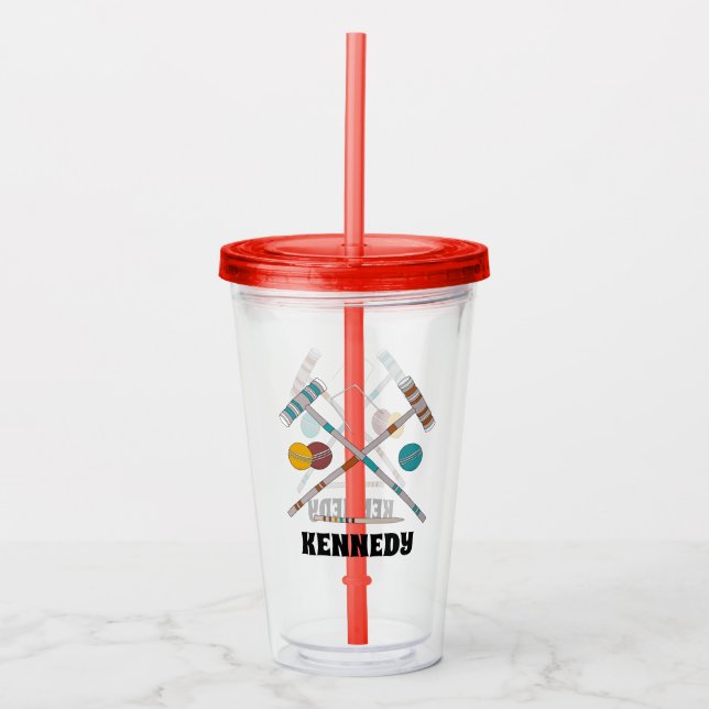 Croquet Set, Lawn Games, Personalised Acrylic Tumbler (Front)