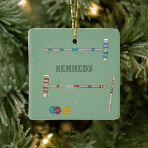 Croquet Set, Lawn Games Personalised Ceramic Ornam Ceramic Ornament