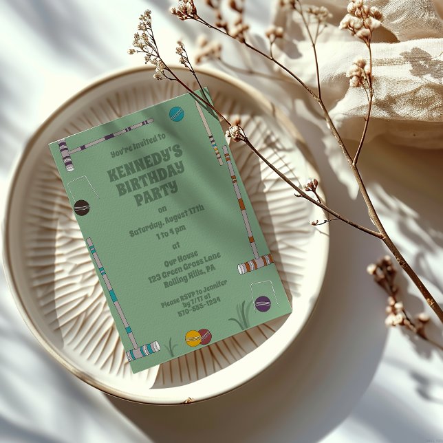 Croquet Set, Yard Game Custom Outdoor Party Invitation (Creator Uploaded)