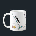 Croquet Set, Yard Game Personalised Coffee Mug<br><div class="desc">This personalised coffee mug features illustrations of different equipment from a croquet set with mallets,  balls and wickets graphics. The illustrations wrap around the mug. The name appears on both sides of the mug.</div>