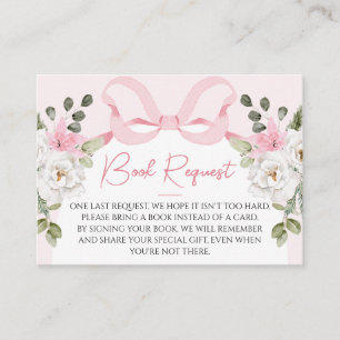 Croquette Pink Bow Baby Shower Book Request Insert