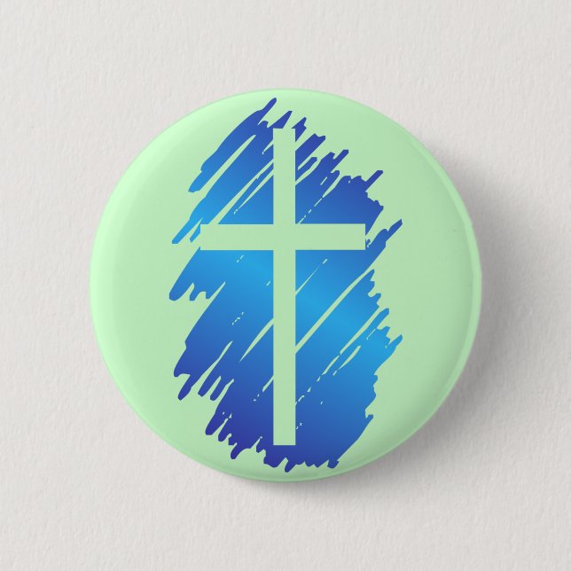 Cross 6 Cm Round Badge (Front)