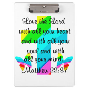 CROSS AND BUTTERFLY MATTHEW 22:37 DESIGN CLIPBOARD