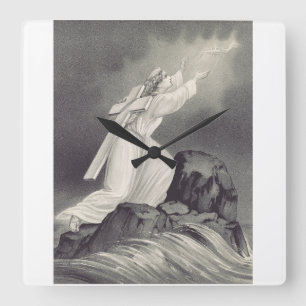 Cross and Crown Christian symbol Square Wall Clock