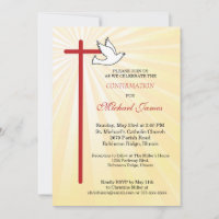 Cross and Dove Gold Rays Boys Confirmation