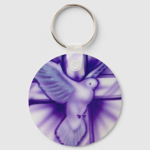 Cross and Dove Key Ring