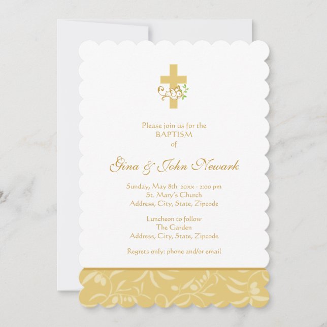 Cross and Dove | Neutral Baptism Invitation (Front)