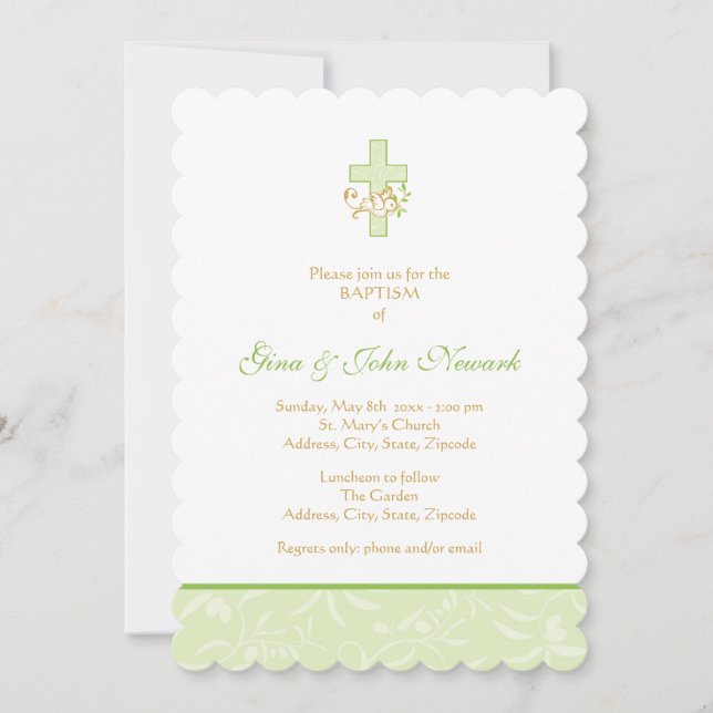 Cross and Dove | Neutral Baptism Invitation (Front)