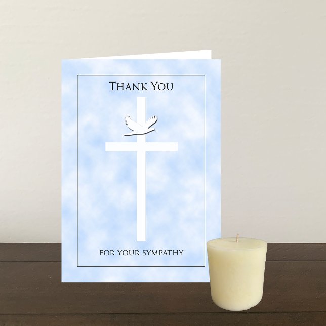 Cross and Dove Sympathy Thank You Note Card (Creator Uploaded)